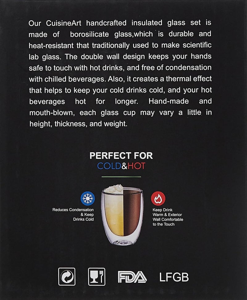 كويزين أرت أكواب قهوة زجاجية مزدوجة الجدار 250 مل - طقم 5 قطع - Image 5